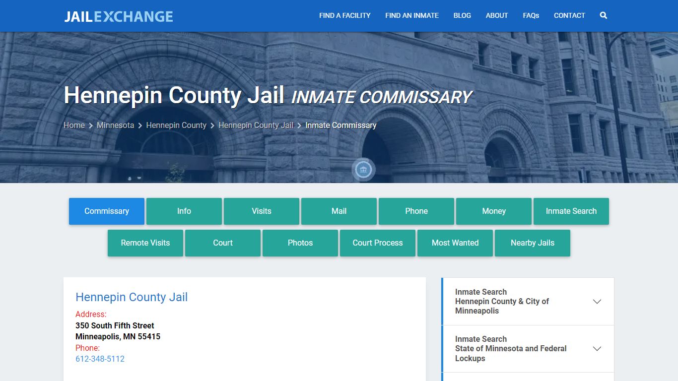 Hennepin County Jail Inmate Commissary - Jail Exchange